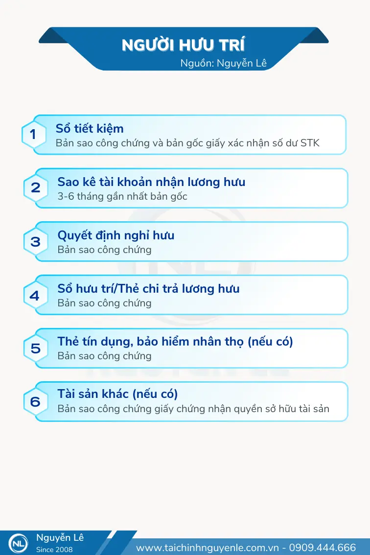 checklist hồ sơ chứng minh tài chính của người hưu trí