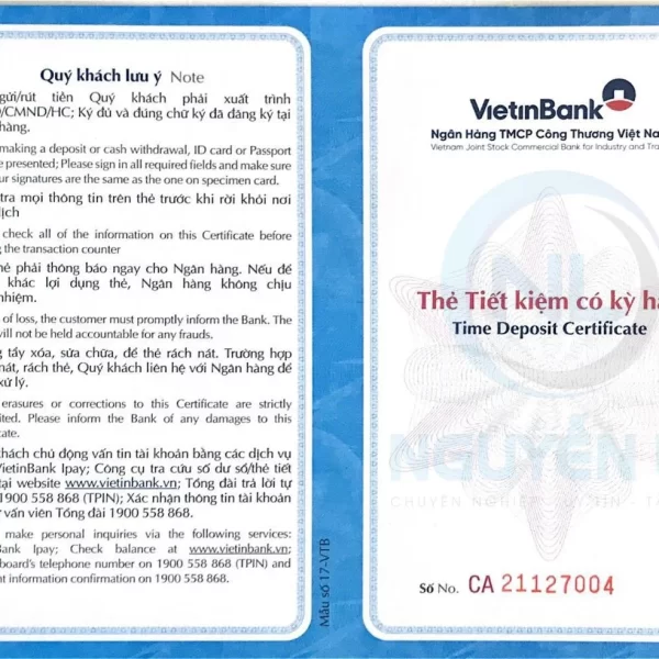 thẻ tiết kiệm Viettin Bank