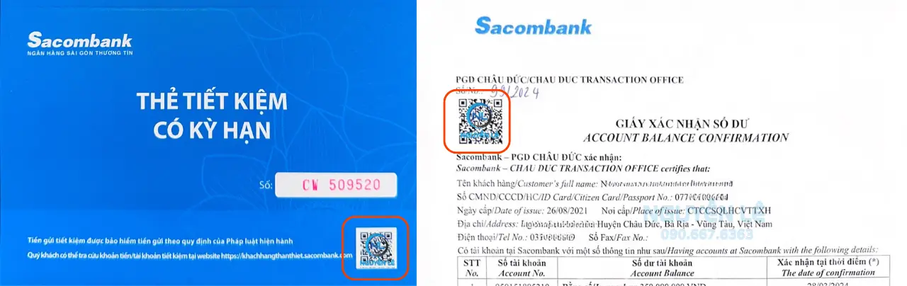 check qr code sổ tiết kiệm