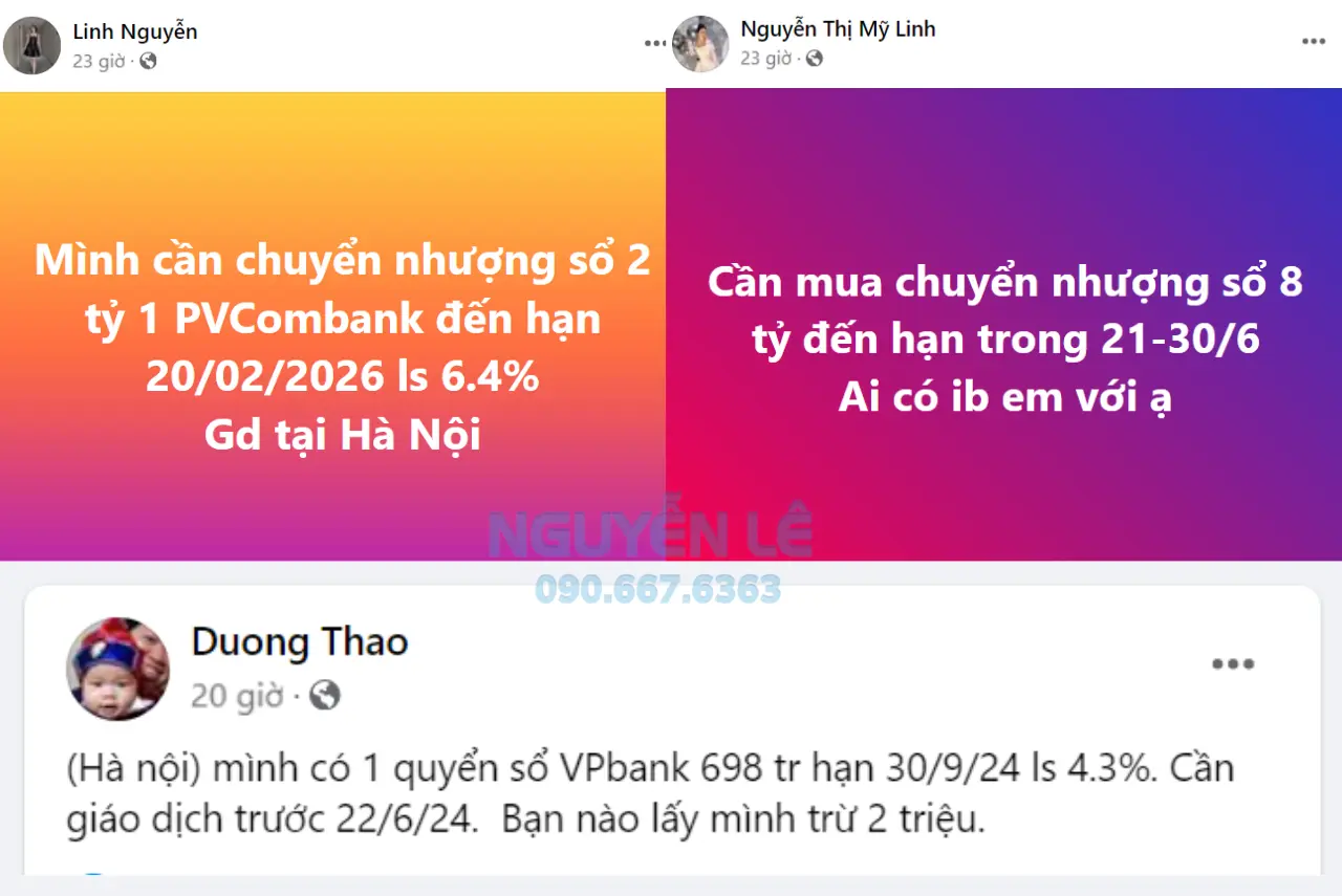 hoạt động mua bán sổ tiết kiệm trên group facebook