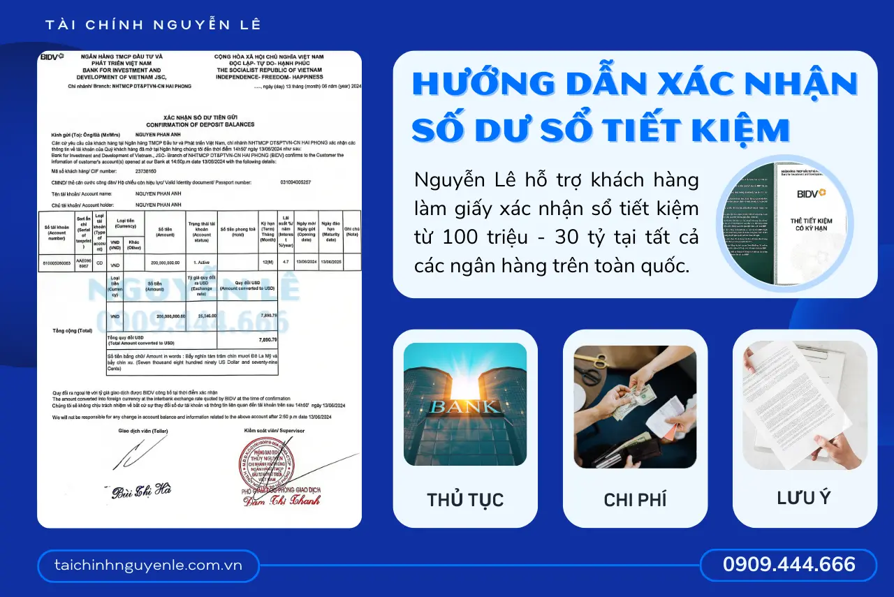 hướng dẫn xác nhận số dư sổ tiết kiệm