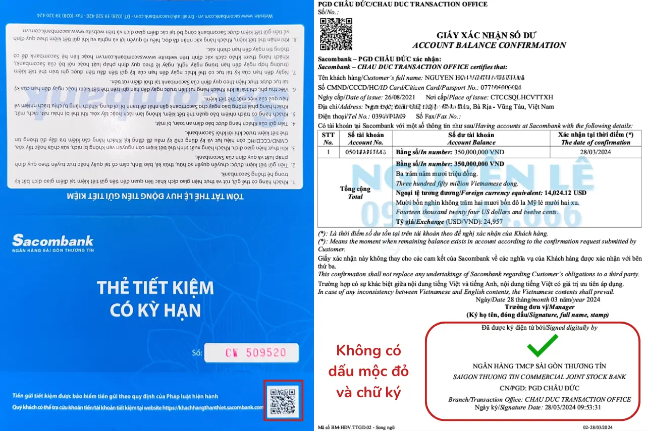 giấy xác nhận số dư sổ tiết kiệm online