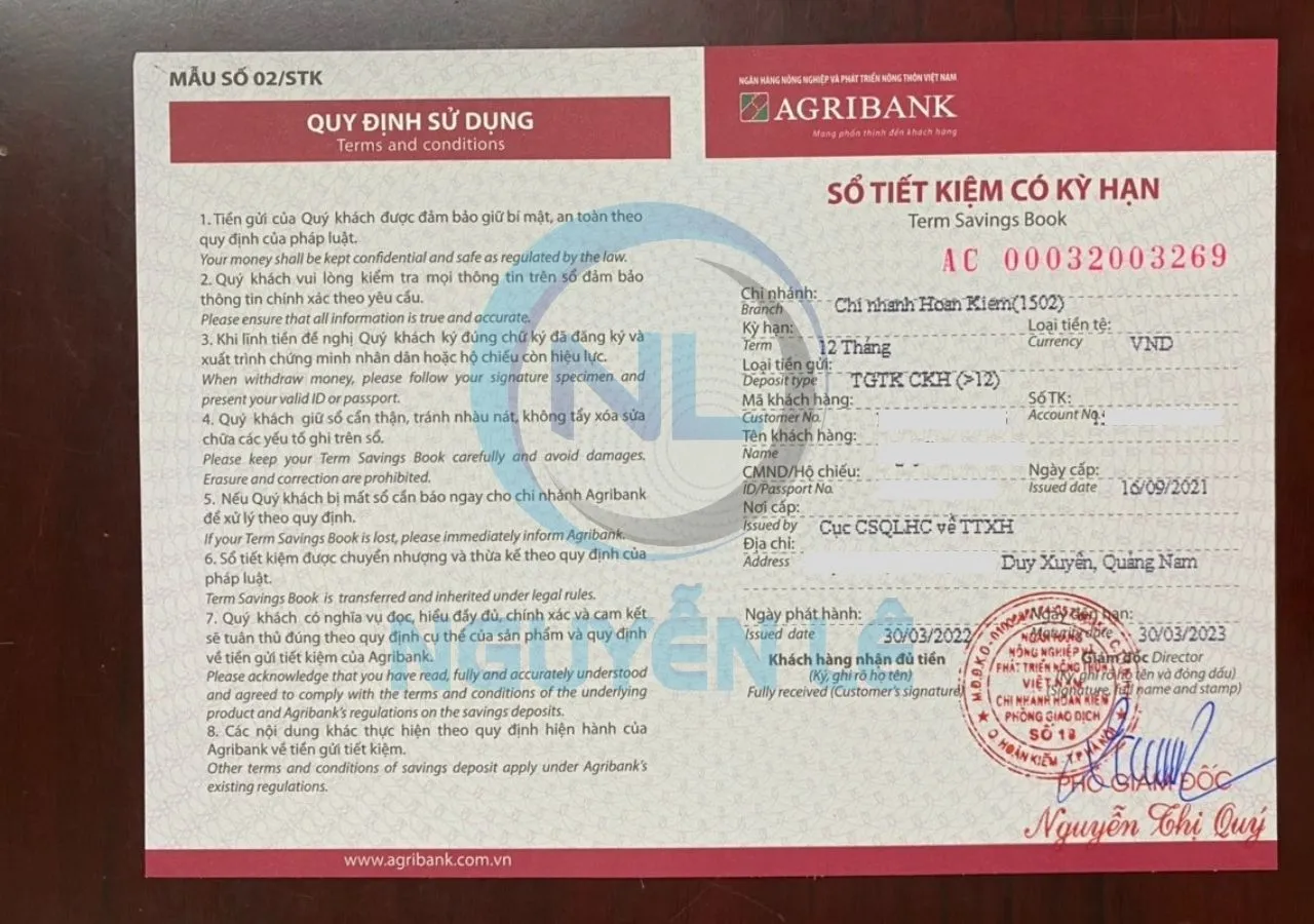 sổ tiết kiệm agribank