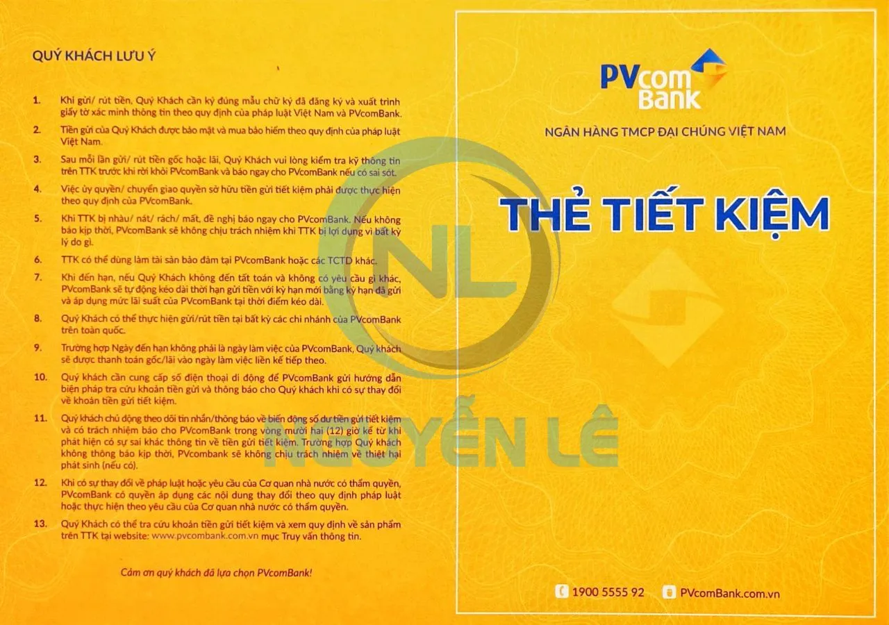 Sổ tiết kiệm PVcomBank