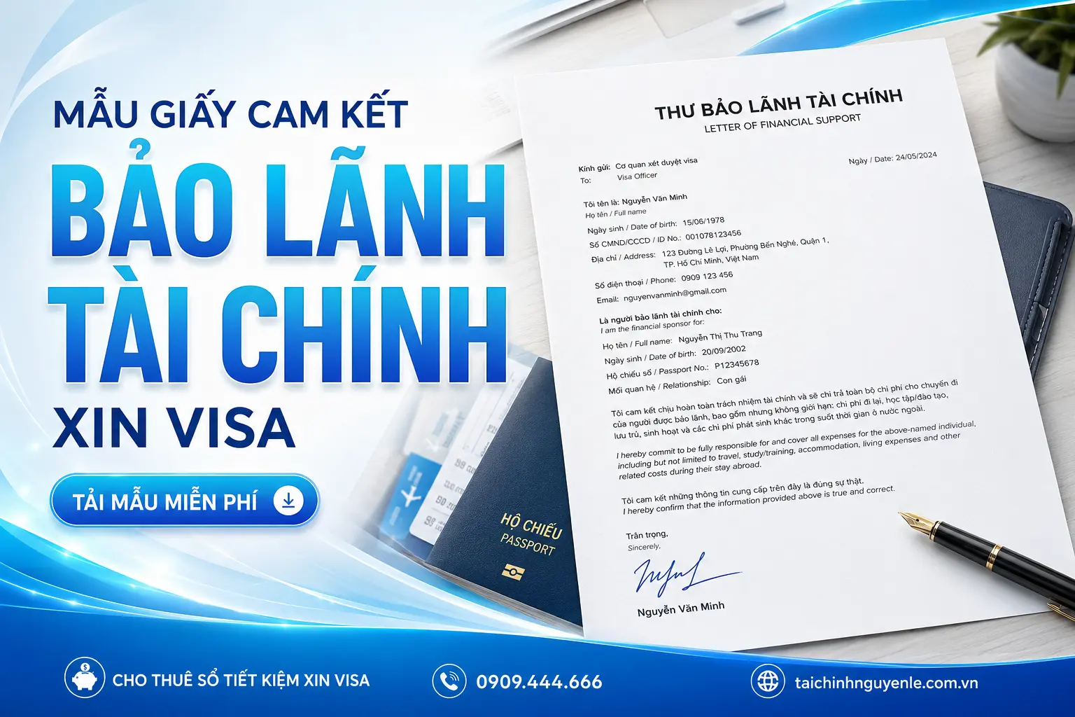 mẫu giấy bảo lãnh tài chính xin visa