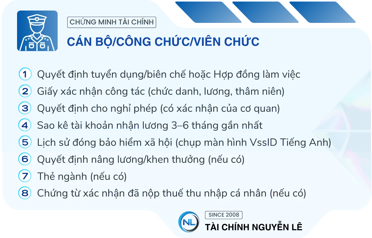 chứng minh tài chính cán bộ, công chức, viên chức