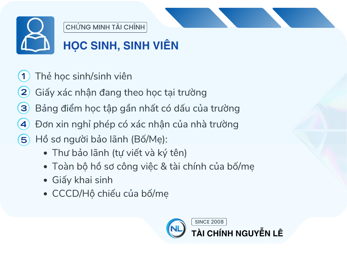 chứng minh tài chính học sinh, sinh viên