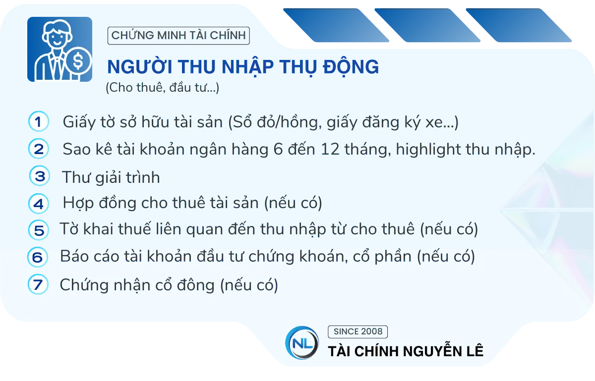 chứng minh tài chính người thu nhập thụ động