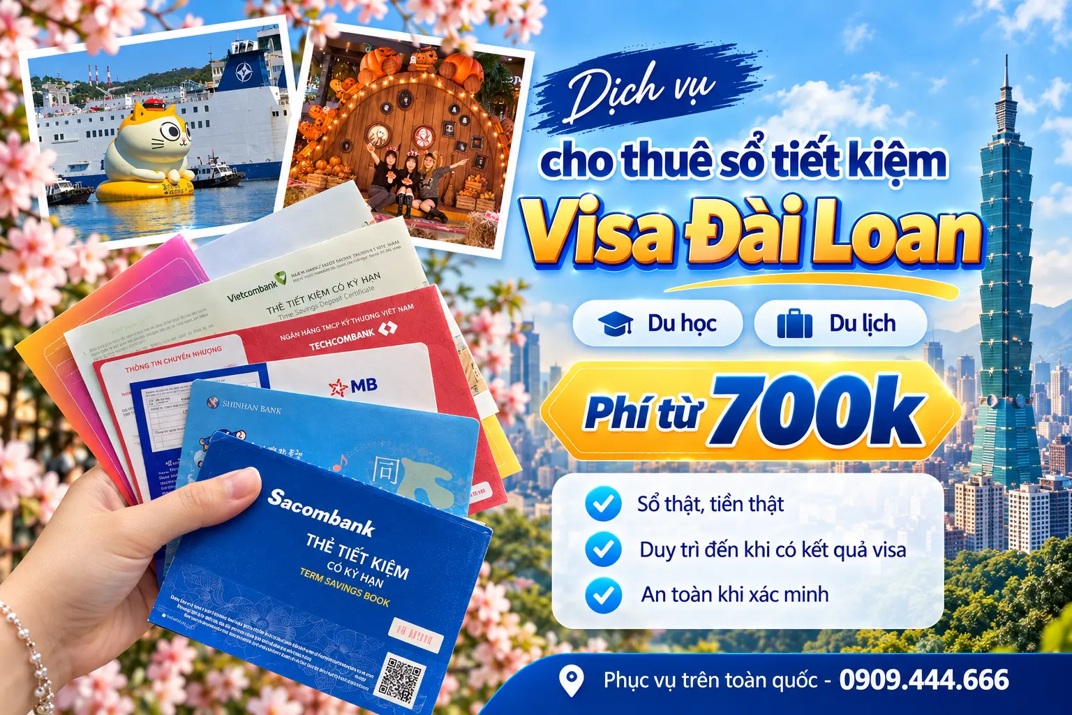 dịch vụ thuê sổ tiết kiệm xin visa đài loan