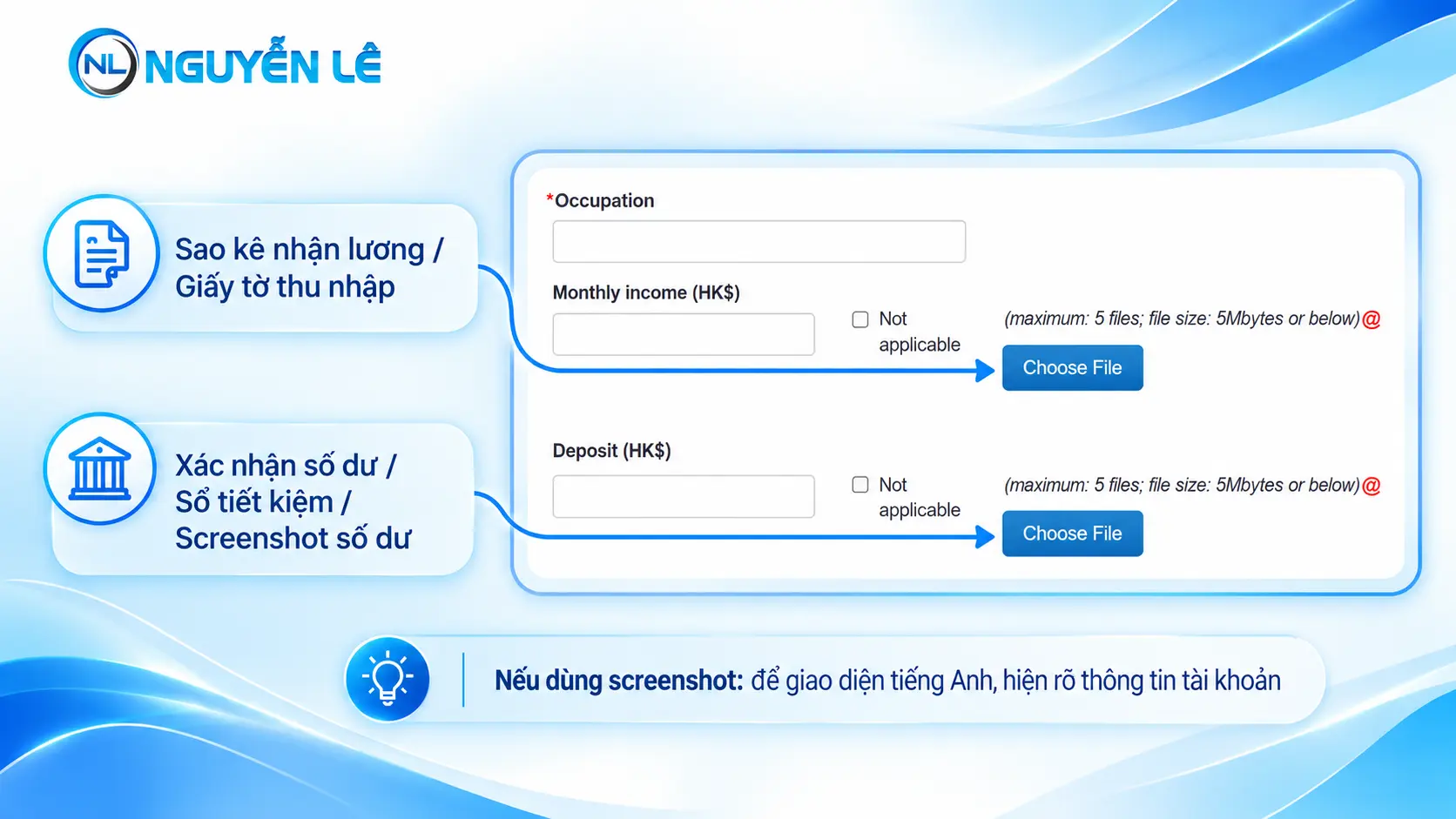 hướng dẫn upload hồ sơ tài chính e visa hồng kông
